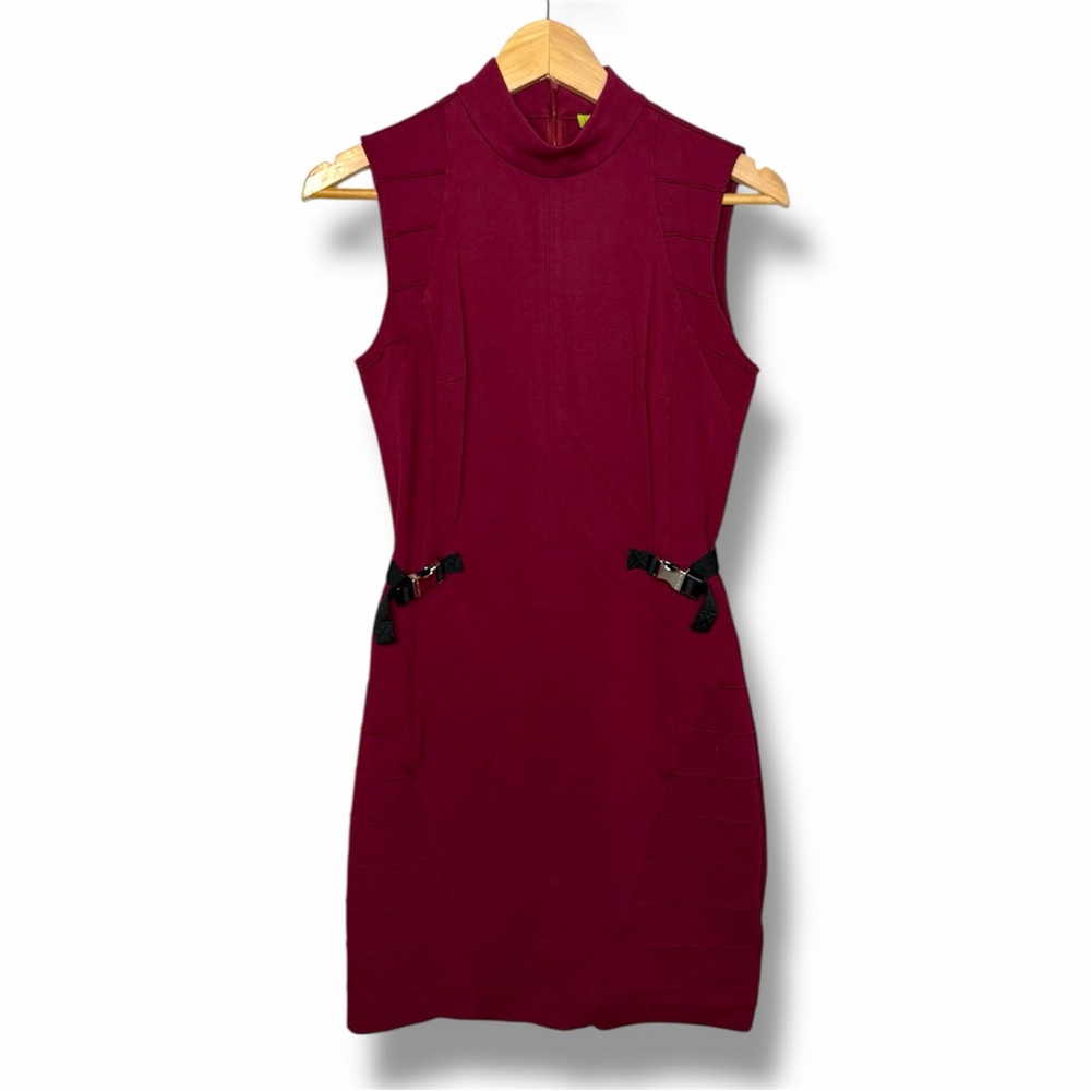 Versace Jeans Red Sleeveless Buckle Bodycon Dress Size 6 / IT 42